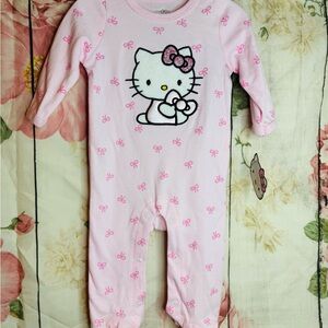 Hello Kitty Baby Girl Pink Footie Long Sleeve 3 Months Bows New with Tags